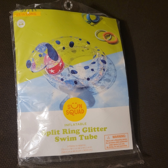 Sun Squad Inflatable Dalmatian Dog Split Ring Glitter Swim Tube Ages 3-6', 23" L - Picture 2 of 11